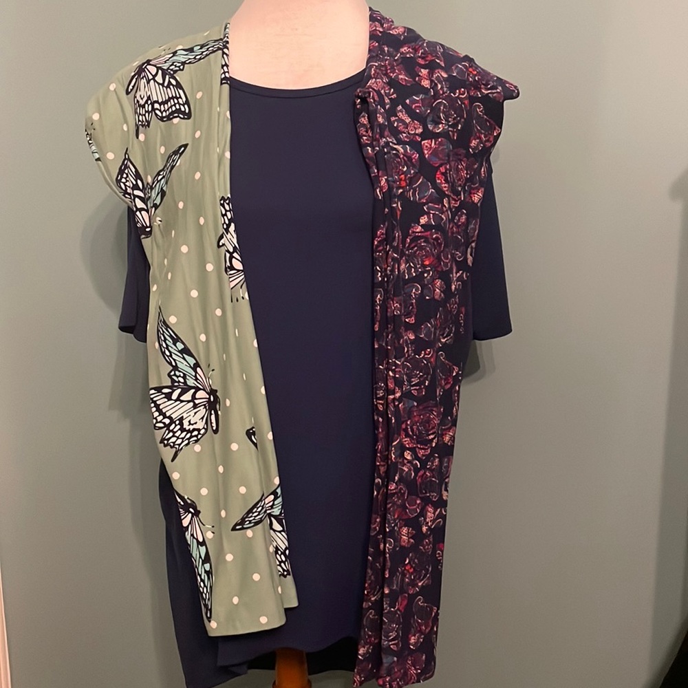 LuLaRoe Irma navy blue size XXS and two pairs of coordinating one size leggings!